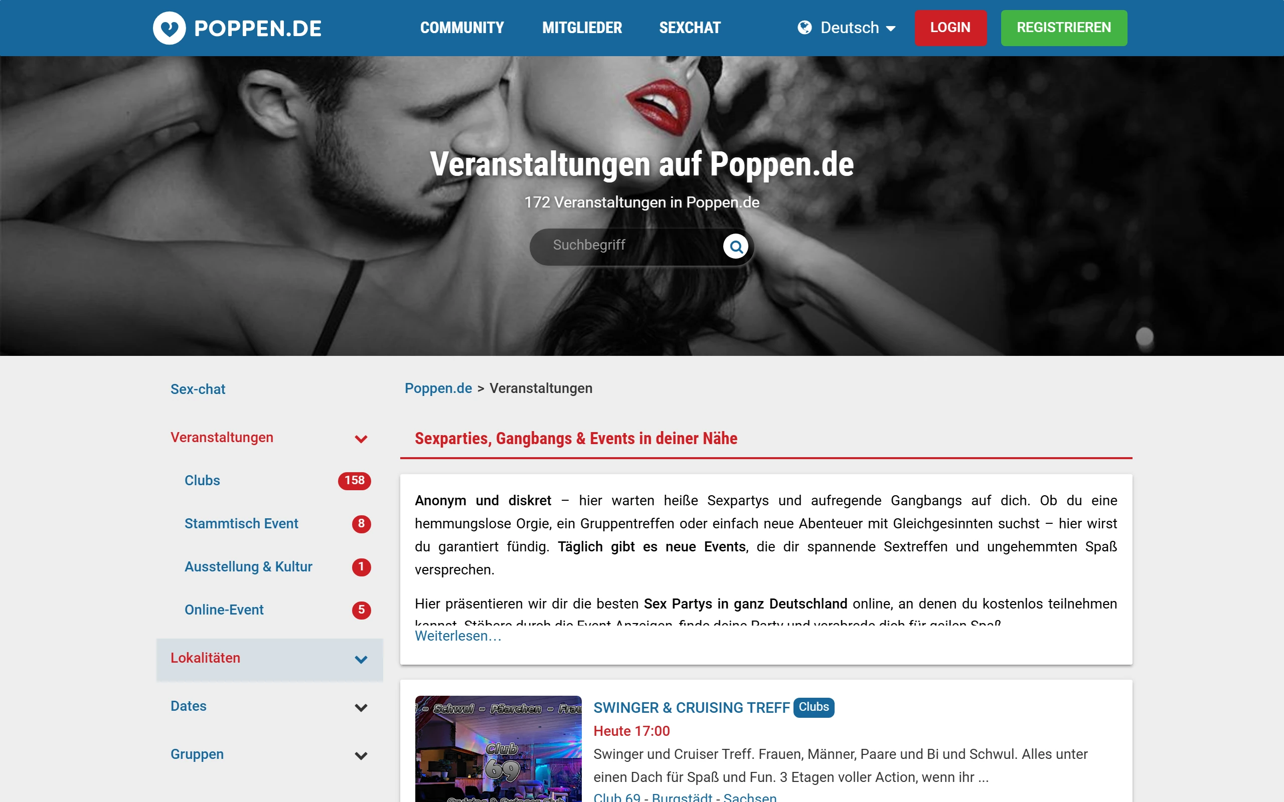 Sex-Partys und Events auf Poppen.de
